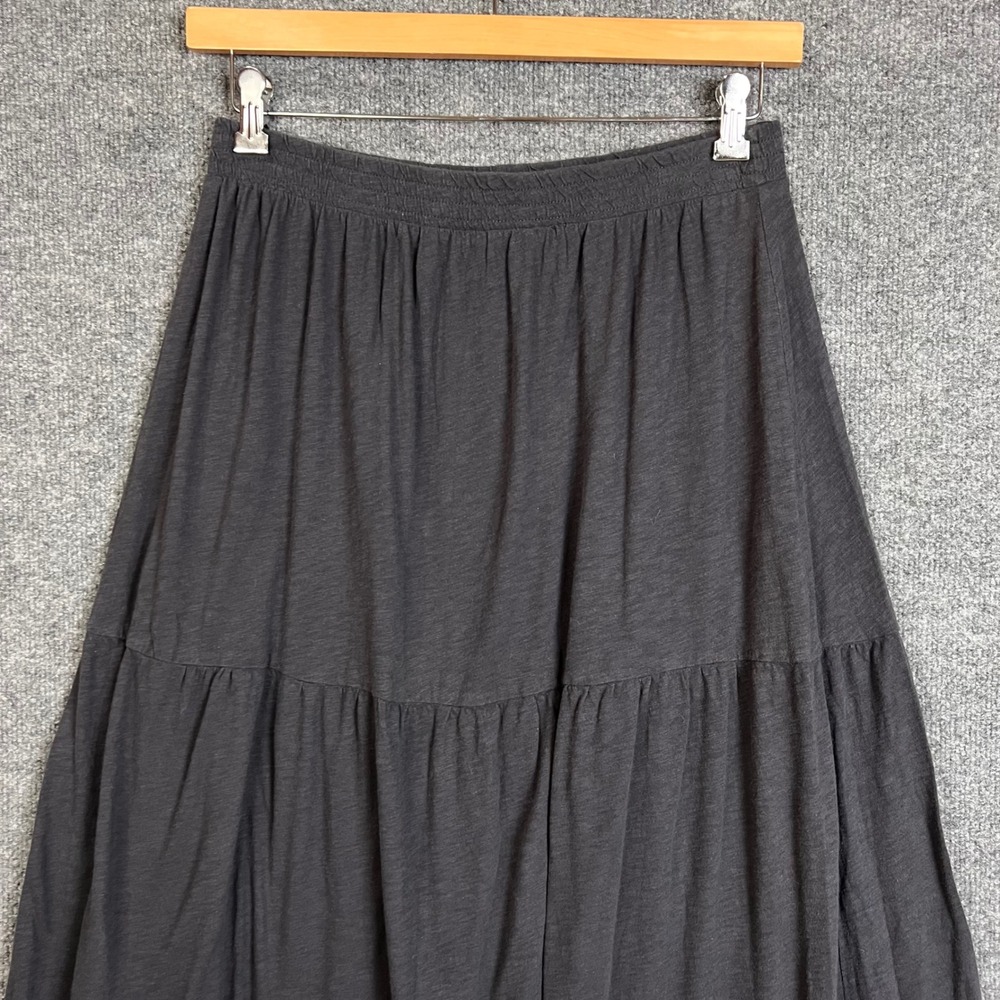 Z Supply Maxi Skirt Womens Large Charcoal Grey Excellent Tiered Cotton - Picture 3 of 8